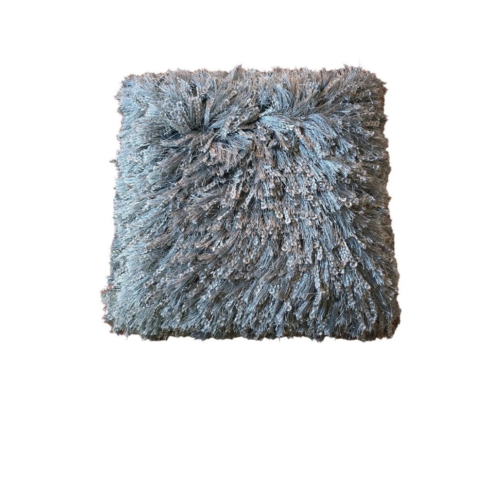 Fluffy Light Blue Shaggy Throw Pillow 20x20‎